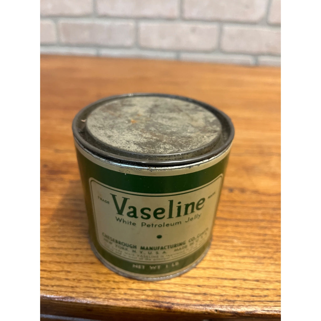 Vintage Vaseline White Petroleum Jelly 1lb Tin Can 3/4 Full Chesebrough Mf Co NY