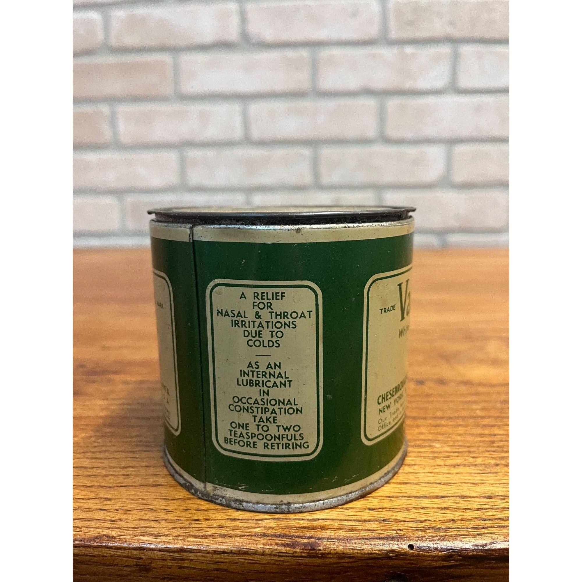 Vintage Vaseline White Petroleum Jelly 1lb Tin Can 3/4 Full Chesebrough Mf Co NY