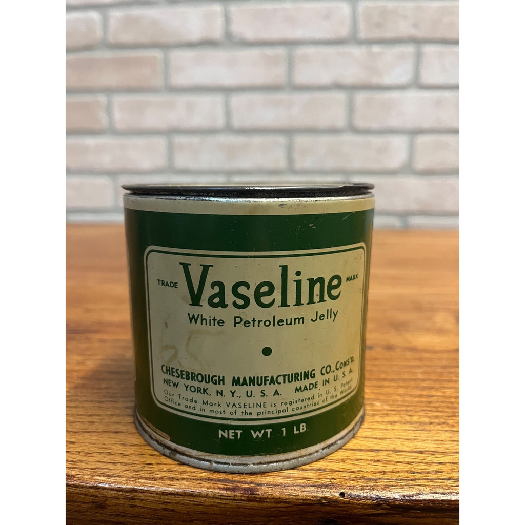 Vintage Vaseline White Petroleum Jelly 1lb Tin Can 3/4 Full Chesebrough Mf Co NY