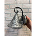 Rustic Vintage Metal Wall Sconce Gray Hammered Finish Farmhouse Style Lighting Fixture