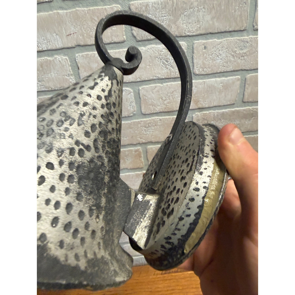 Rustic Vintage Metal Wall Sconce Gray Hammered Finish Farmhouse Style Lighting Fixture