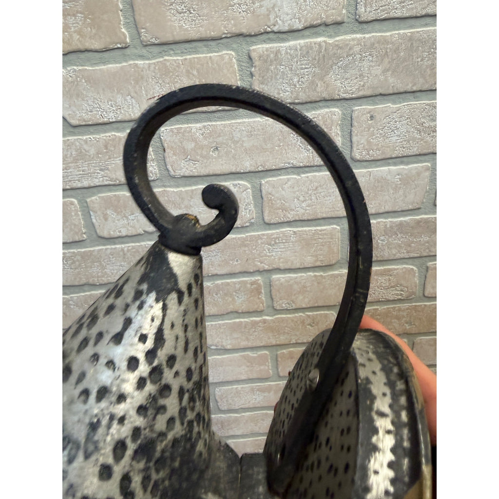 Rustic Vintage Metal Wall Sconce Gray Hammered Finish Farmhouse Style Lighting Fixture