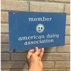 Vintage American Dairy Association Member Tin Milk Cow Double Sided Tin Sign Farm