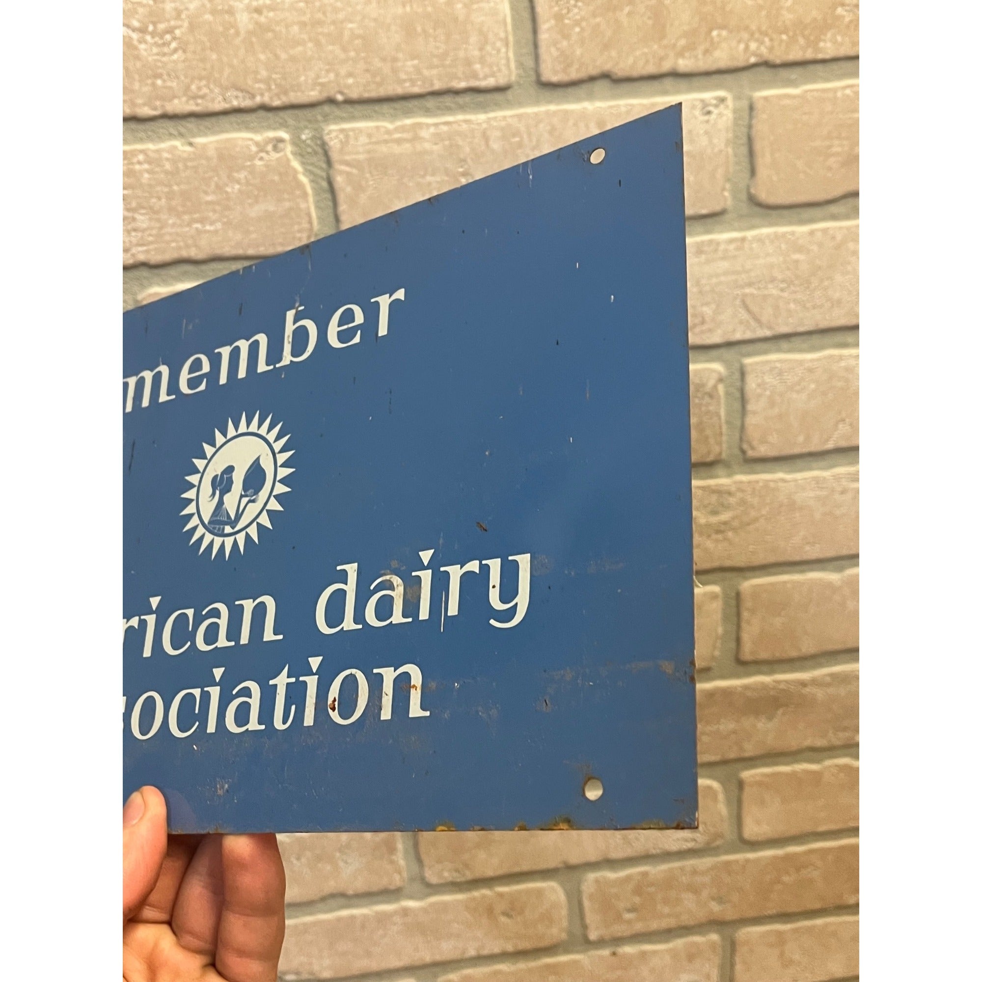 Vintage American Dairy Association Member Tin Milk Cow Double Sided Tin Sign Farm