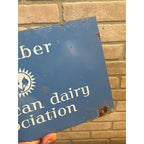 Vintage American Dairy Association Member Tin Milk Cow Double Sided Tin Sign Farm