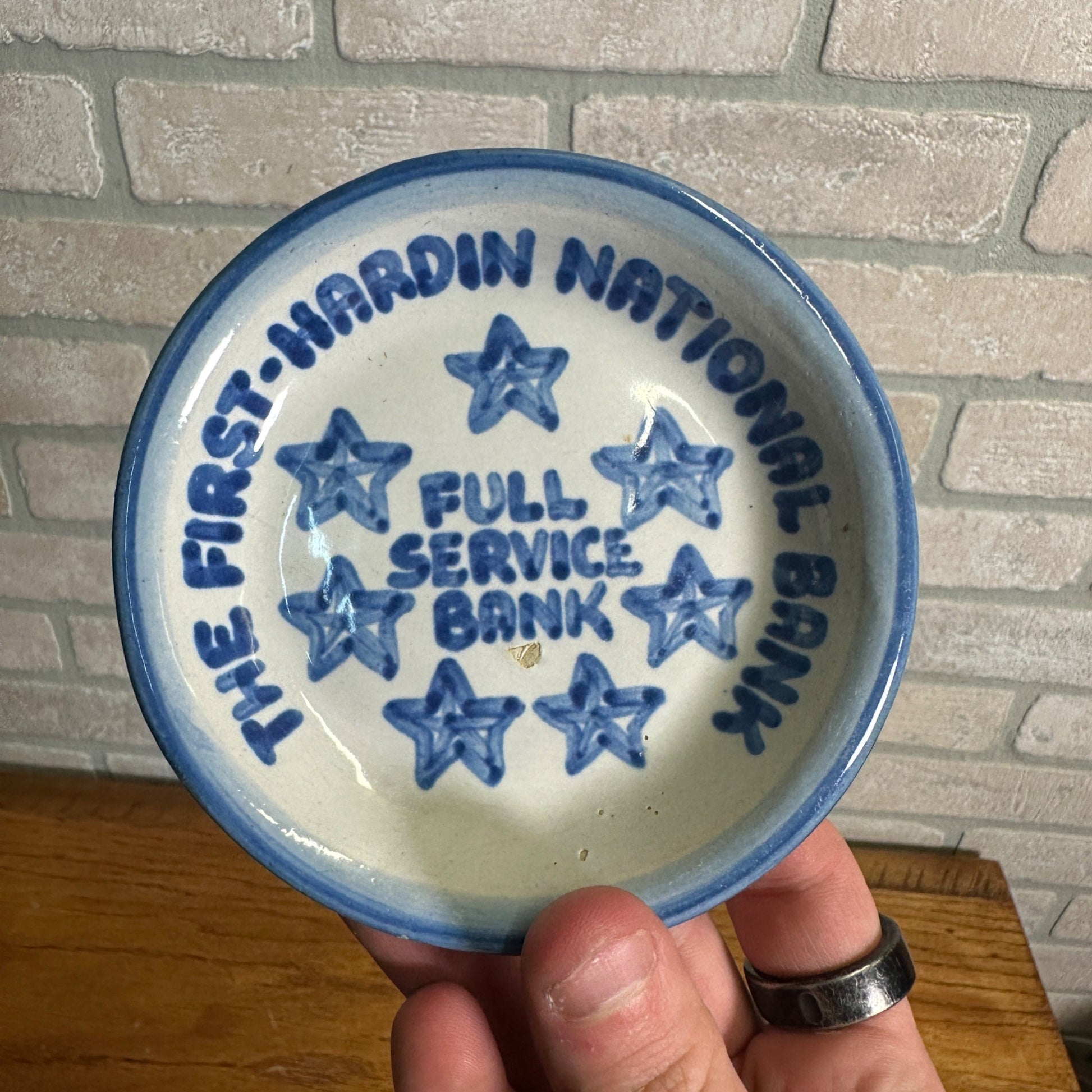 Vintage M.A. Hadley Art Pottery Butter Pat Dish 4-1/4" Stoneware Hardin Bank