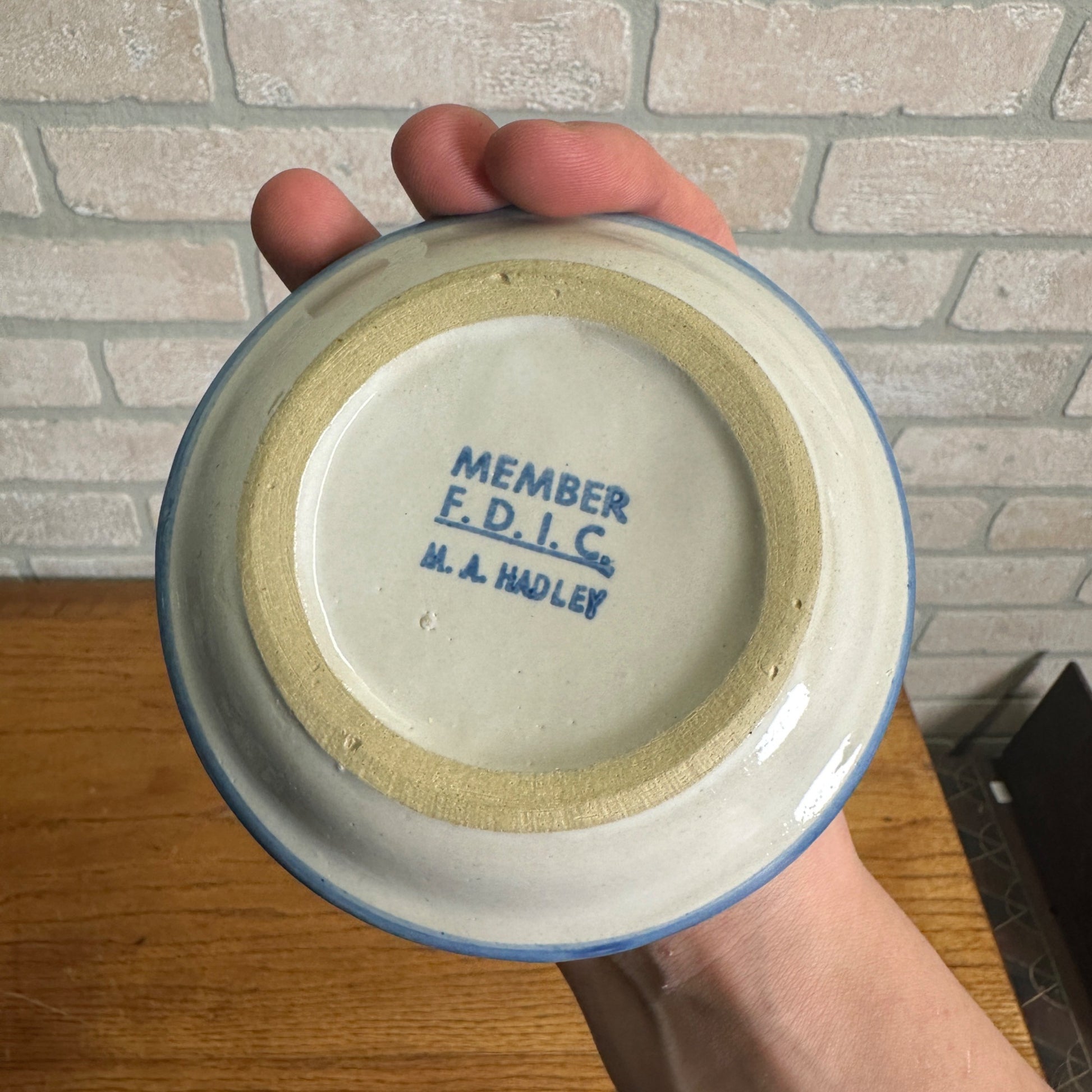 Vintage M.A. Hadley Art Pottery Butter Pat Dish 4-1/4" Stoneware Hardin Bank