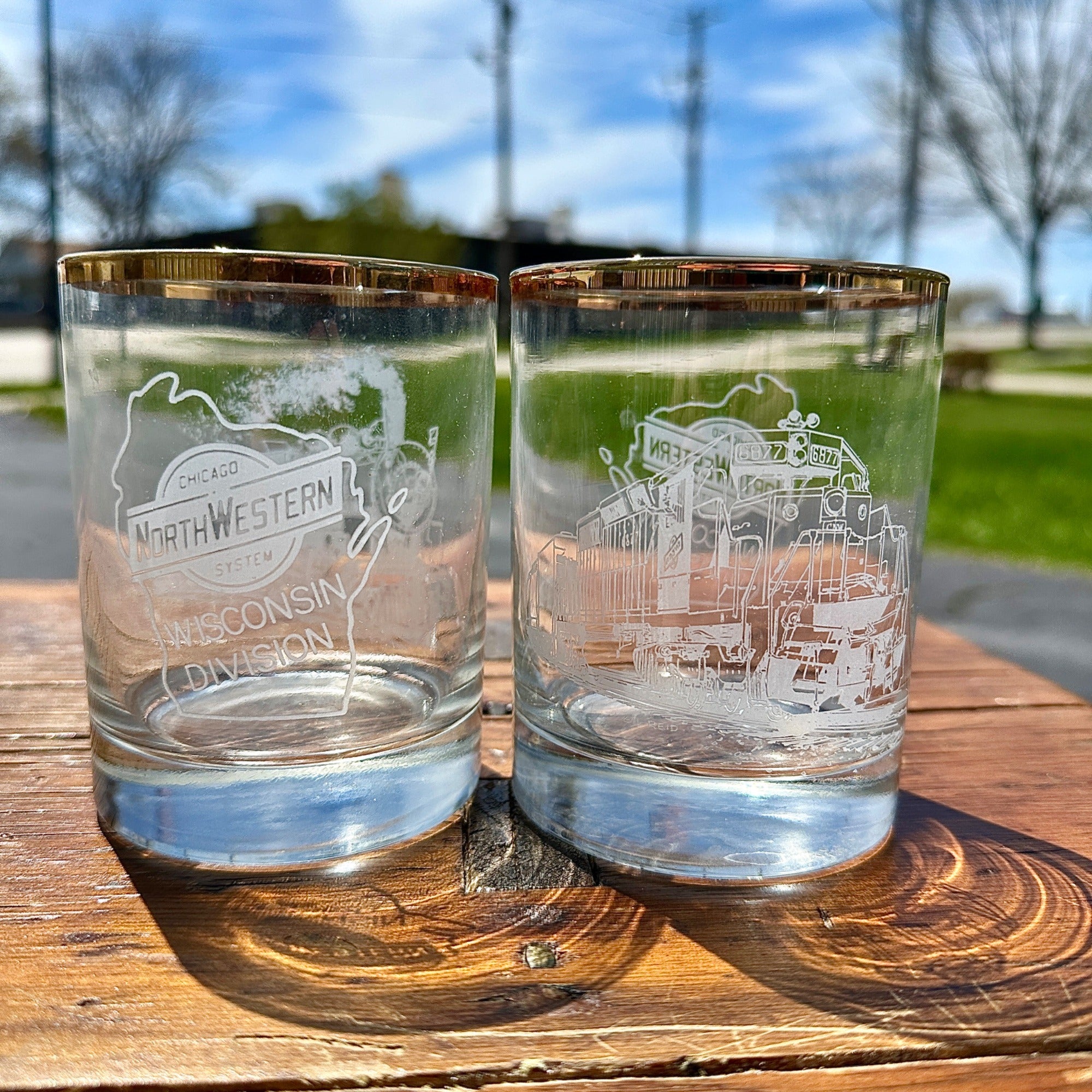 Chicago Northwestern Railroad Wisconsin Division Glasses Set of (2) Cocktail