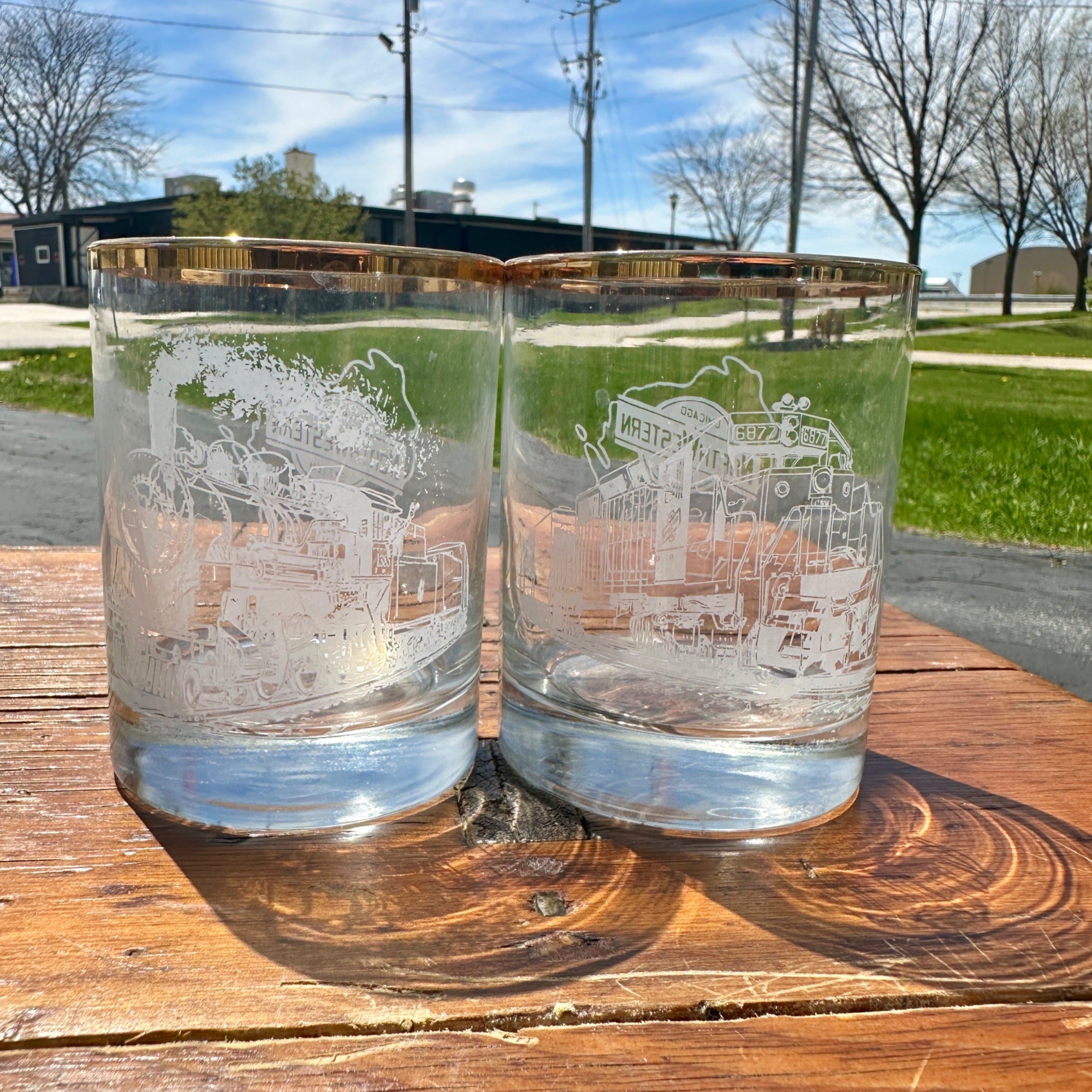 Chicago Northwestern Railroad Wisconsin Division Glasses Set of (2) Cocktail
