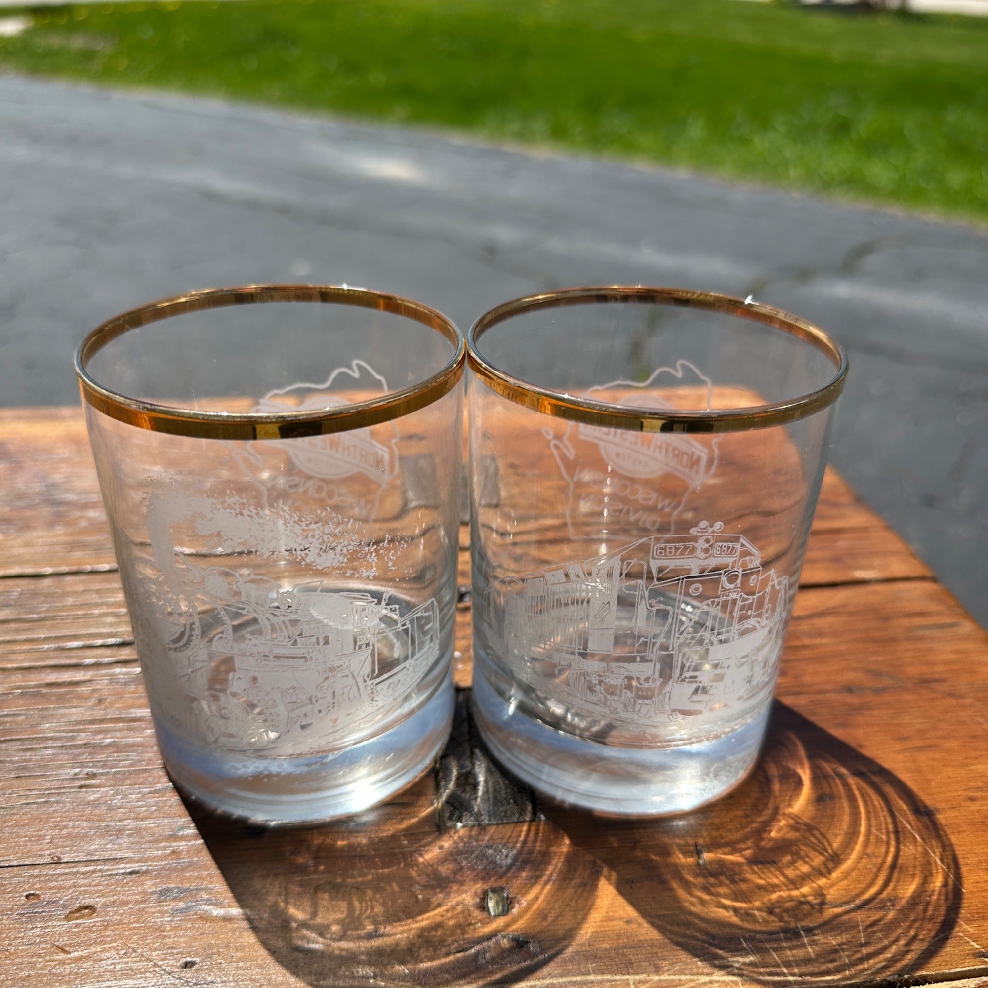 Chicago Northwestern Railroad Wisconsin Division Glasses Set of (2) Cocktail
