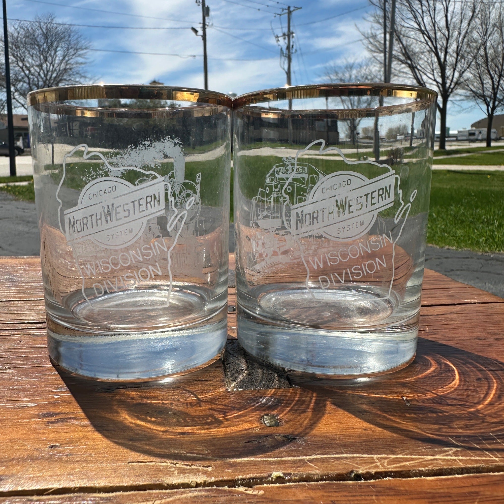 Chicago Northwestern Railroad Wisconsin Division Glasses Set of (2) Cocktail