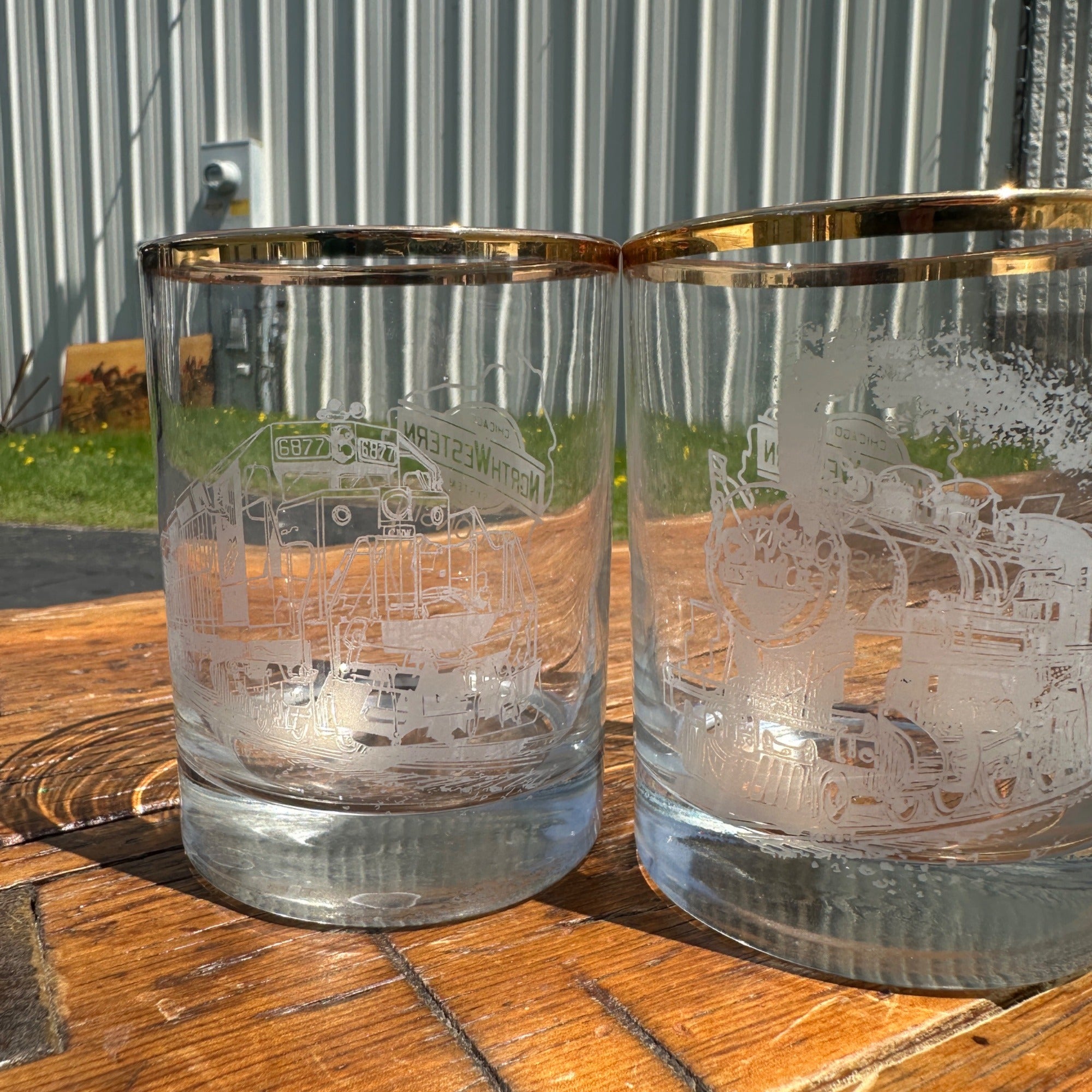 Chicago Northwestern Railroad Wisconsin Division Glasses Set of (2) Cocktail