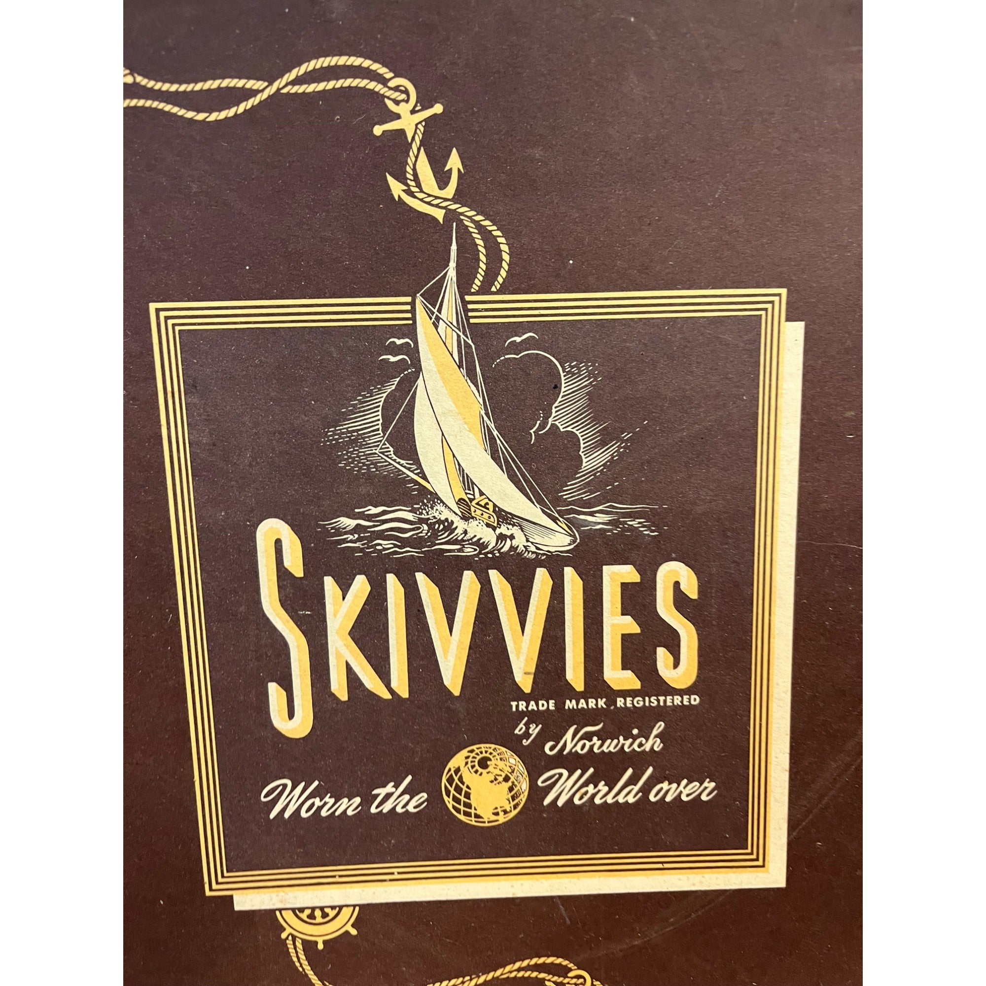 Vintage 1940s Skivvies Men's Underwear Box Nautical Theme  Advertising Display