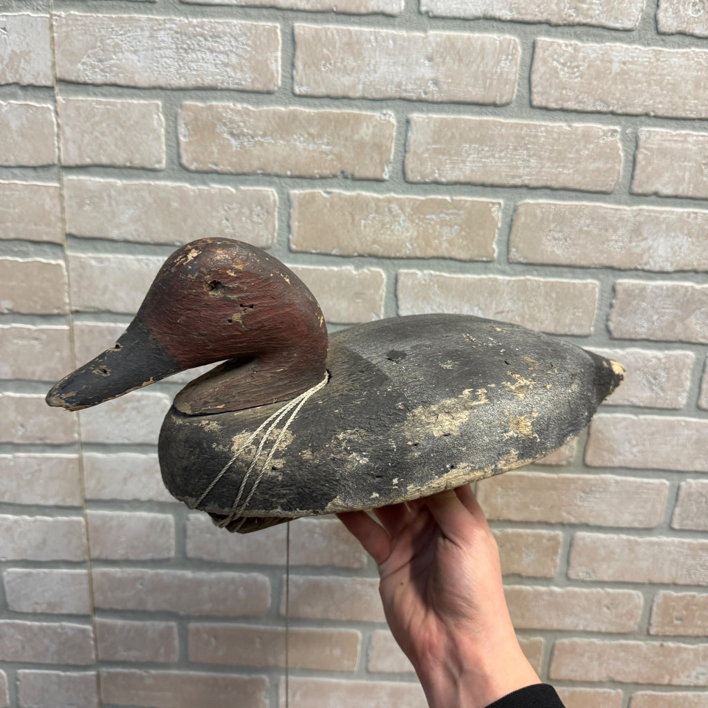 Nice Pair 1940s Rigged Balsa Herters Canvasback Wooden Duck Decoy Hen & Drake
