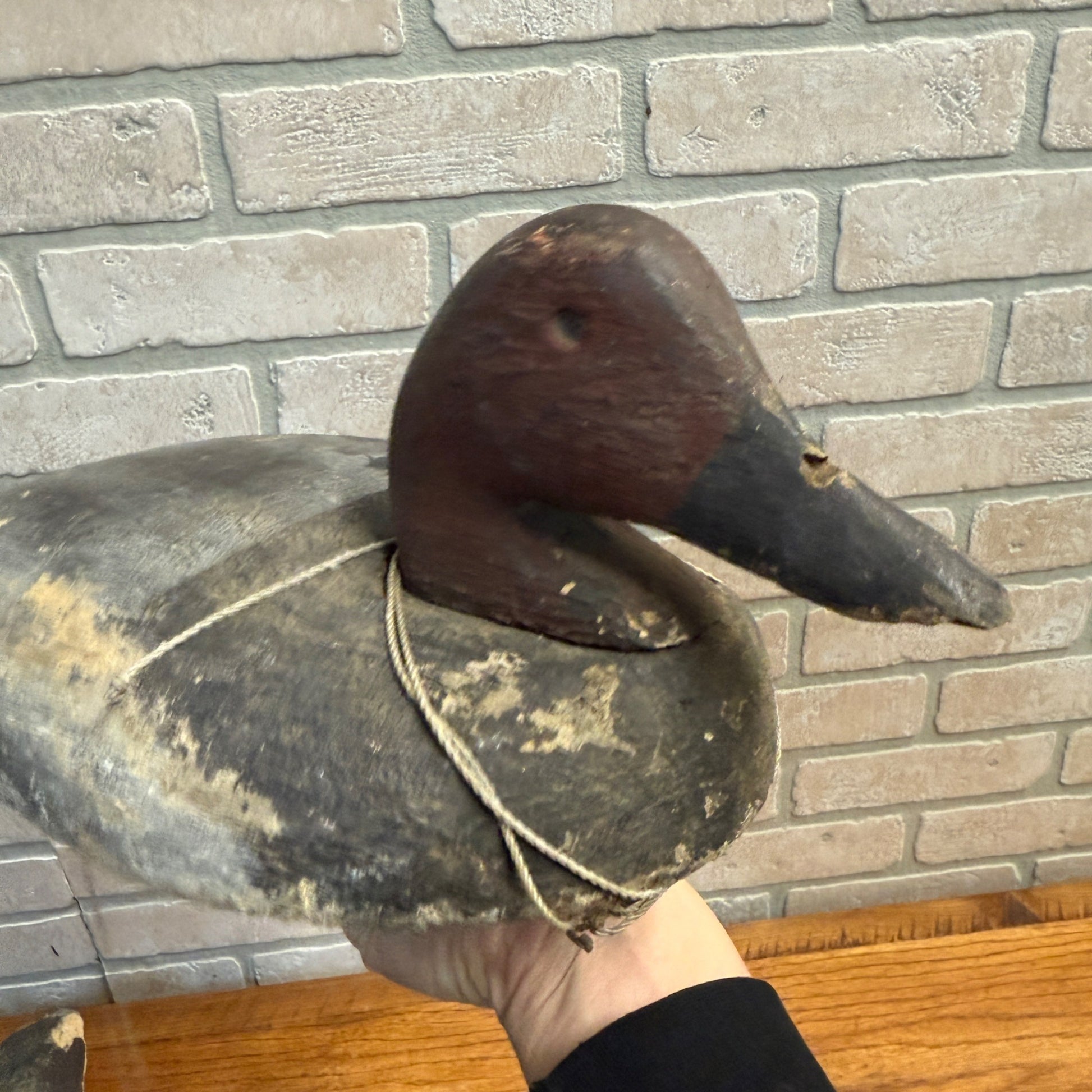 Nice Pair 1940s Rigged Balsa Herters Canvasback Wooden Duck Decoy Hen & Drake