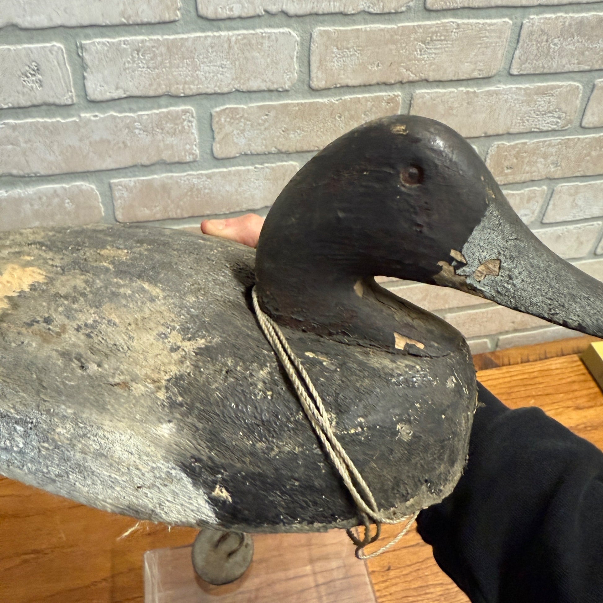Nice Pair 1940s Rigged Balsa Herters Canvasback Wooden Duck Decoy Hen & Drake