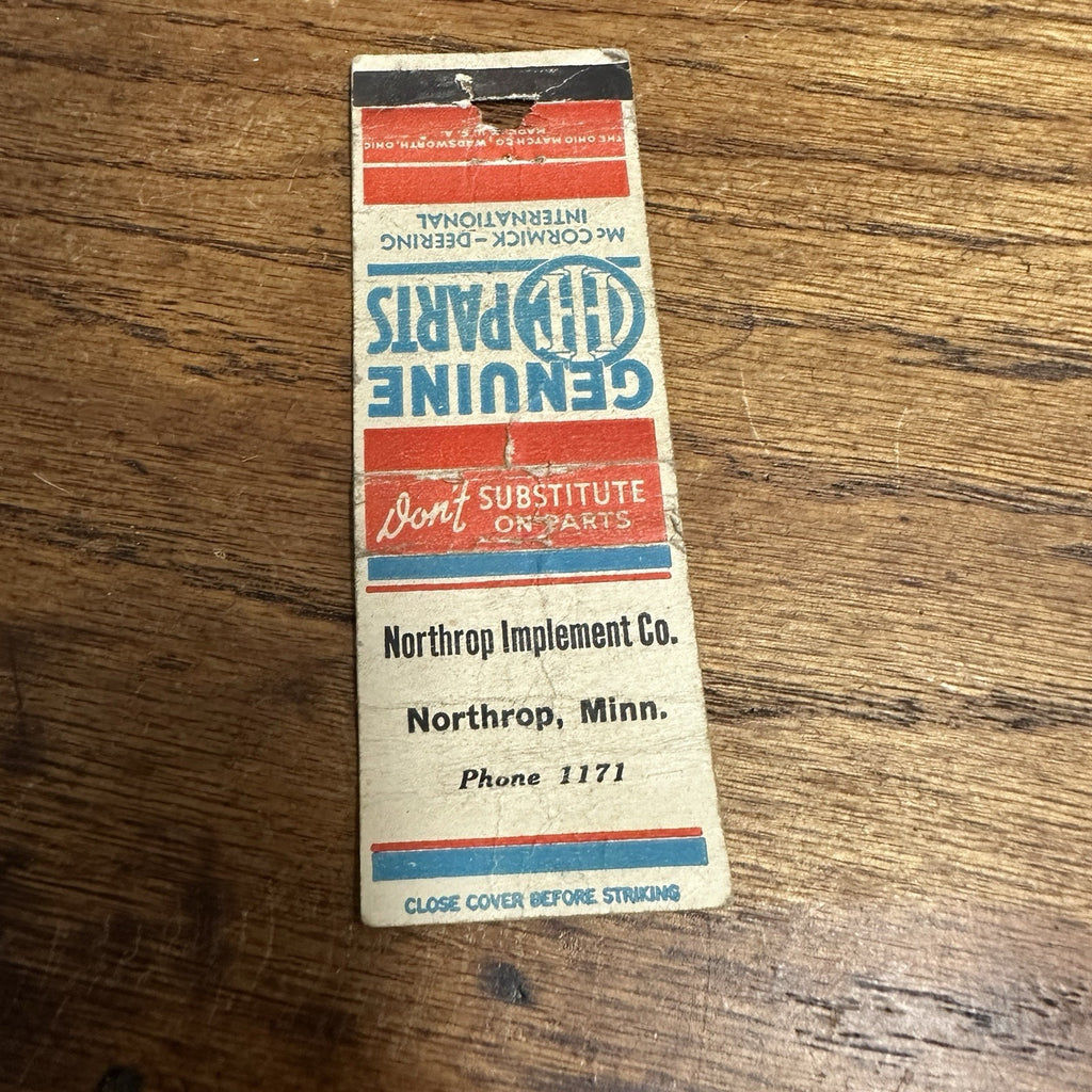 Northrop Minn IH Mcormick Deering International Advertising matchbook