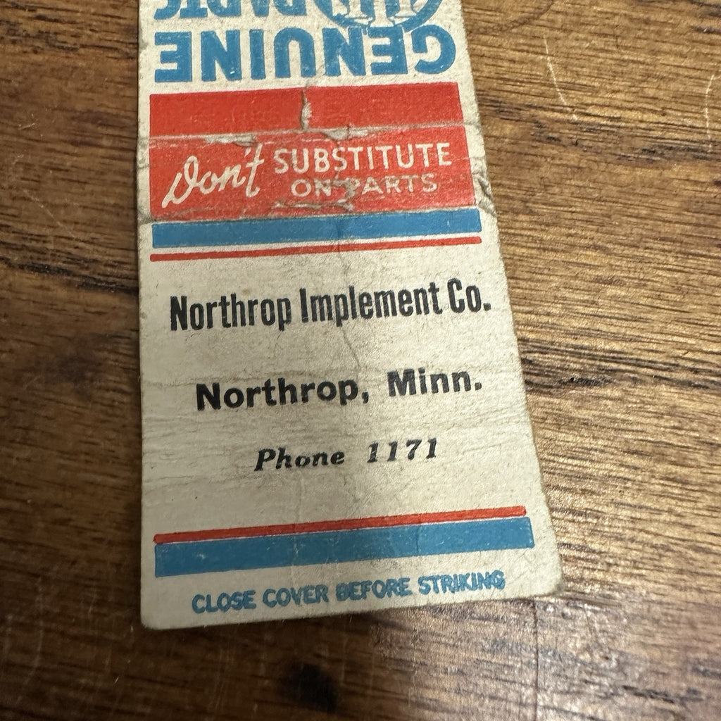 Northrop Minn IH Mcormick Deering International Advertising matchbook