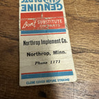 Northrop Minn IH Mcormick Deering International Advertising matchbook