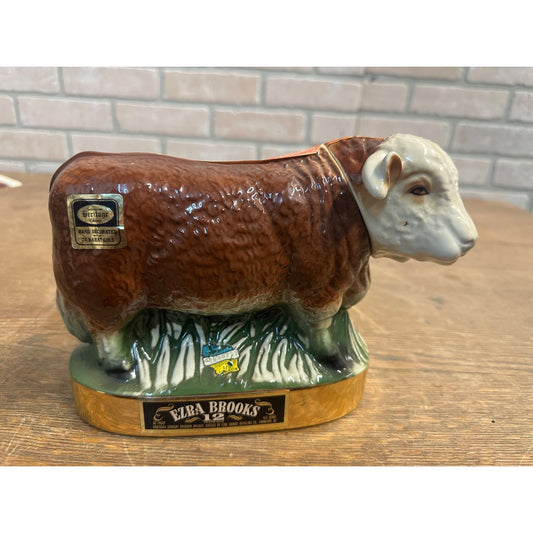 Vintage Ezra Brooks Hereford Bull Brown Cow Decanter Cattle Farm Decor EMPTY