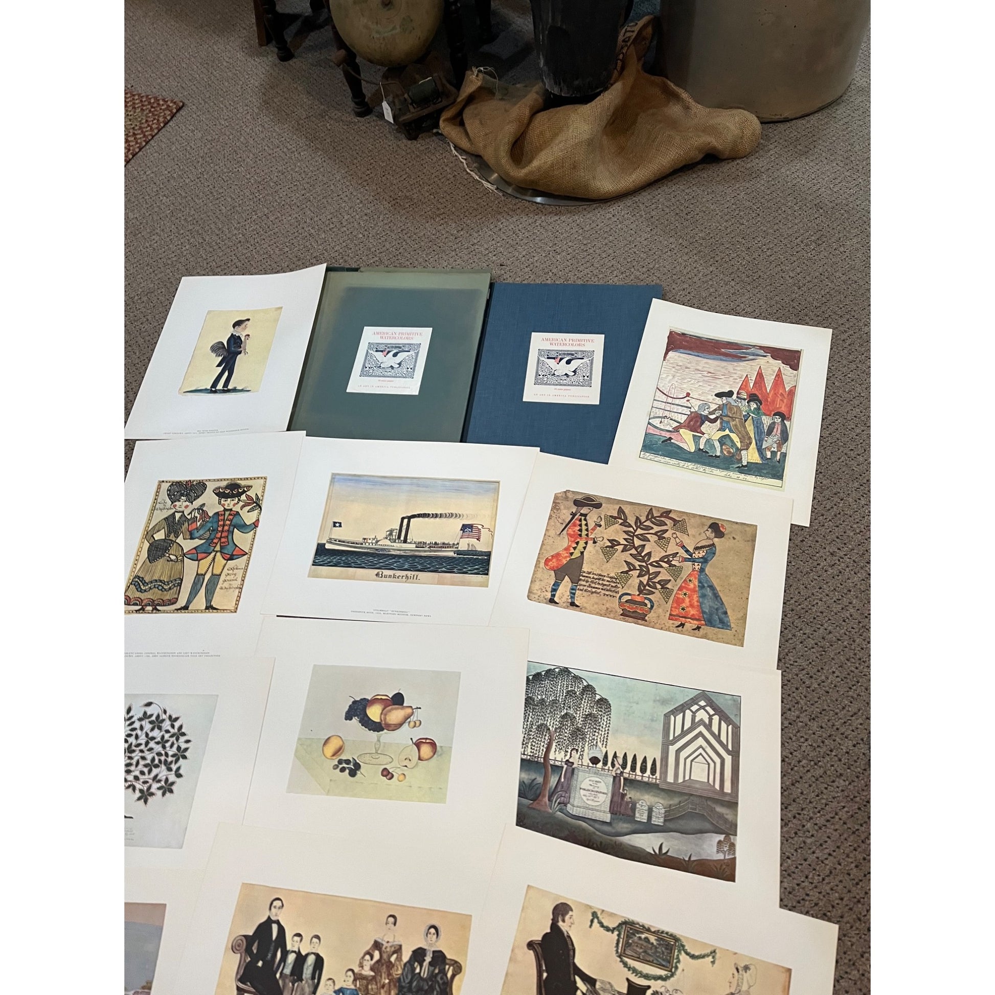 American Primitive Watercolors Complete Color Plates Folio Art (Full Set Of 16)