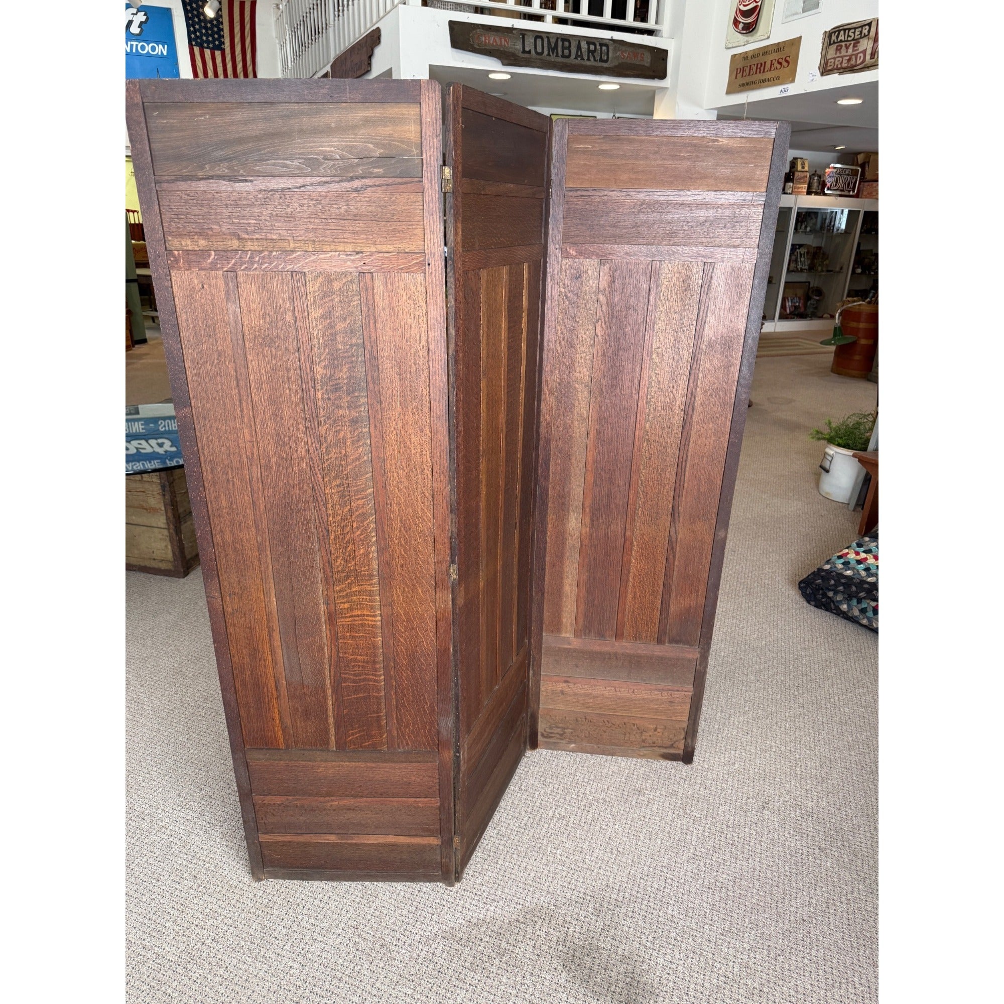 Arts & Crafts Mission Oak Orante Flowers 3 Paneled Room Divide Divider Decor Poppys