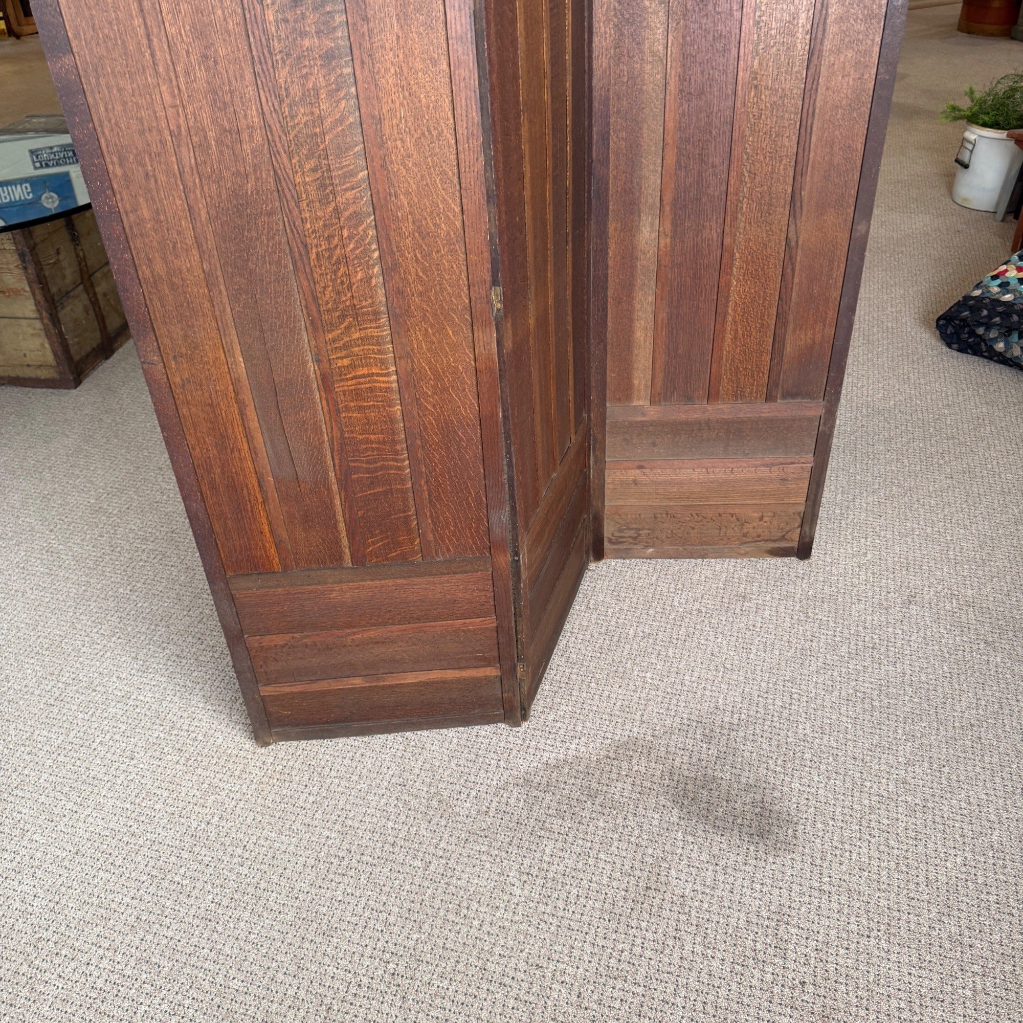 Arts & Crafts Mission Oak Orante Flowers 3 Paneled Room Divide Divider Decor Poppys