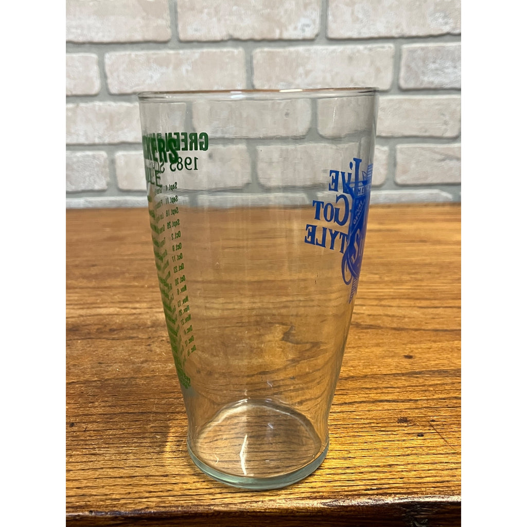 Vintage Heileman's Old Style Beer Glass "I've Got Style" Green Bay Packers 1983 Schedule