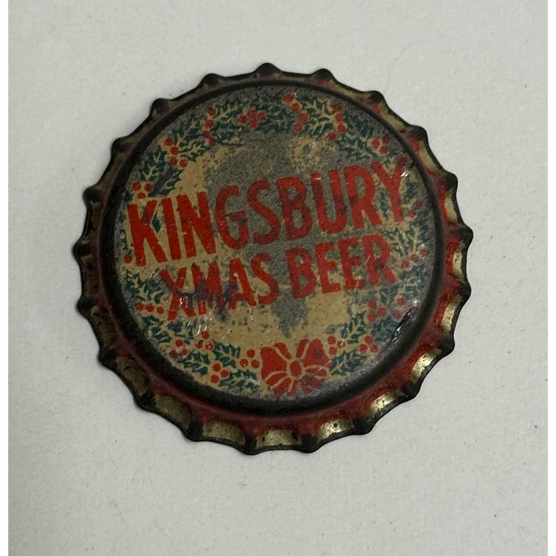 KINGSBURY XMAS BEER UNUSED CORK BEER BOTTLE CAP ~ SHEBOYGAN WISCONSIN CROWN