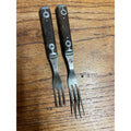 2 Antique Civil War Era 3-Prong Fork Pewter Full Tang Wood Handle Granny Forks