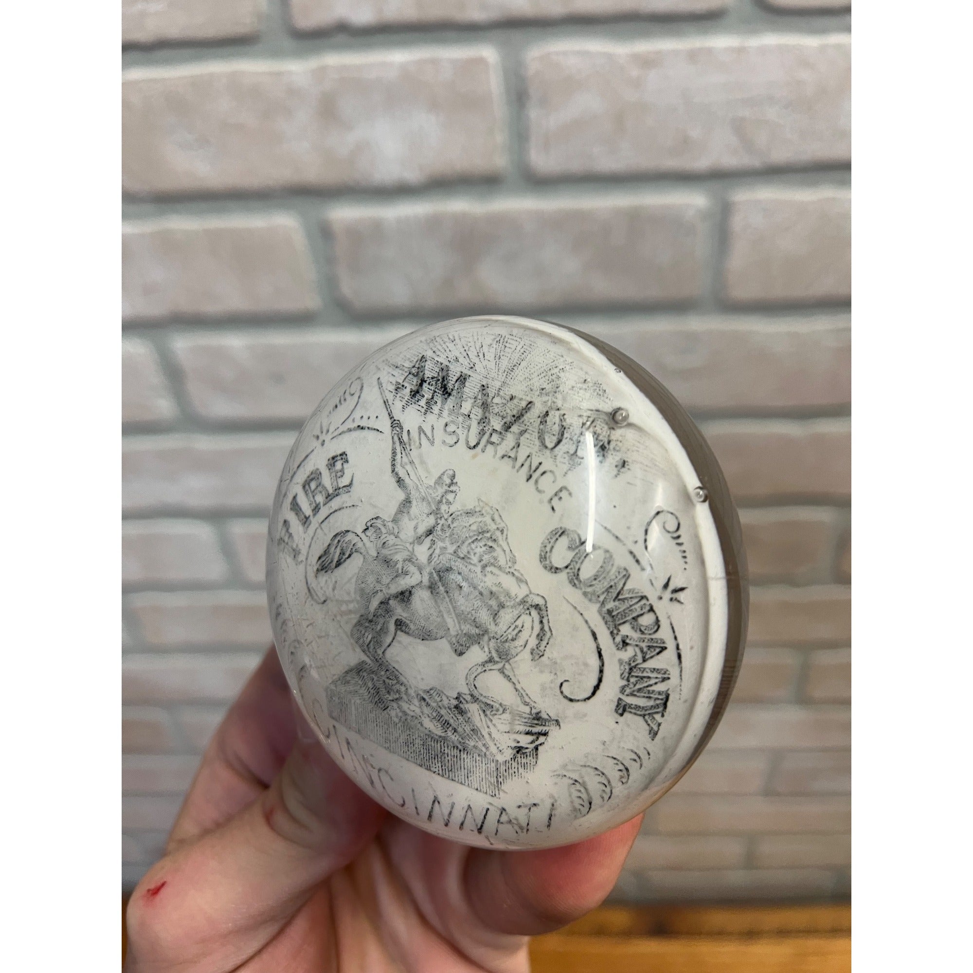 Antique 1882 Amazon Fire Insurance Company Advertising Paperweight Cincinnati