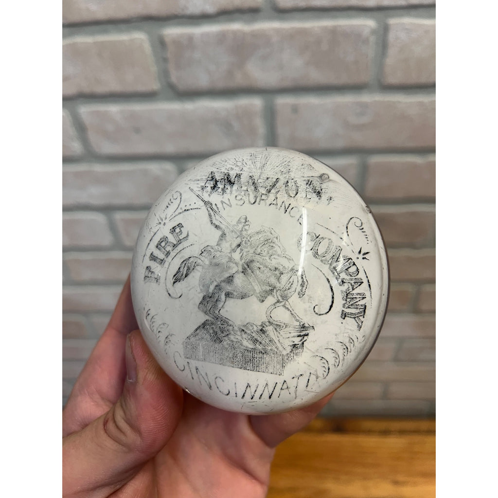 Antique 1882 Amazon Fire Insurance Company Advertising Paperweight Cincinnati