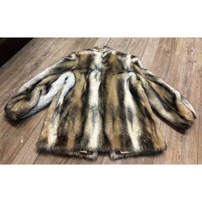 Vintage Hillmoor New York Faux Fur Coat USA Shawl Winter Acrylic Womens