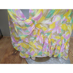 Vintage Floral Boho Maxi Dress Empire Waster Ruffled Sleeve Spring Yellow Pink