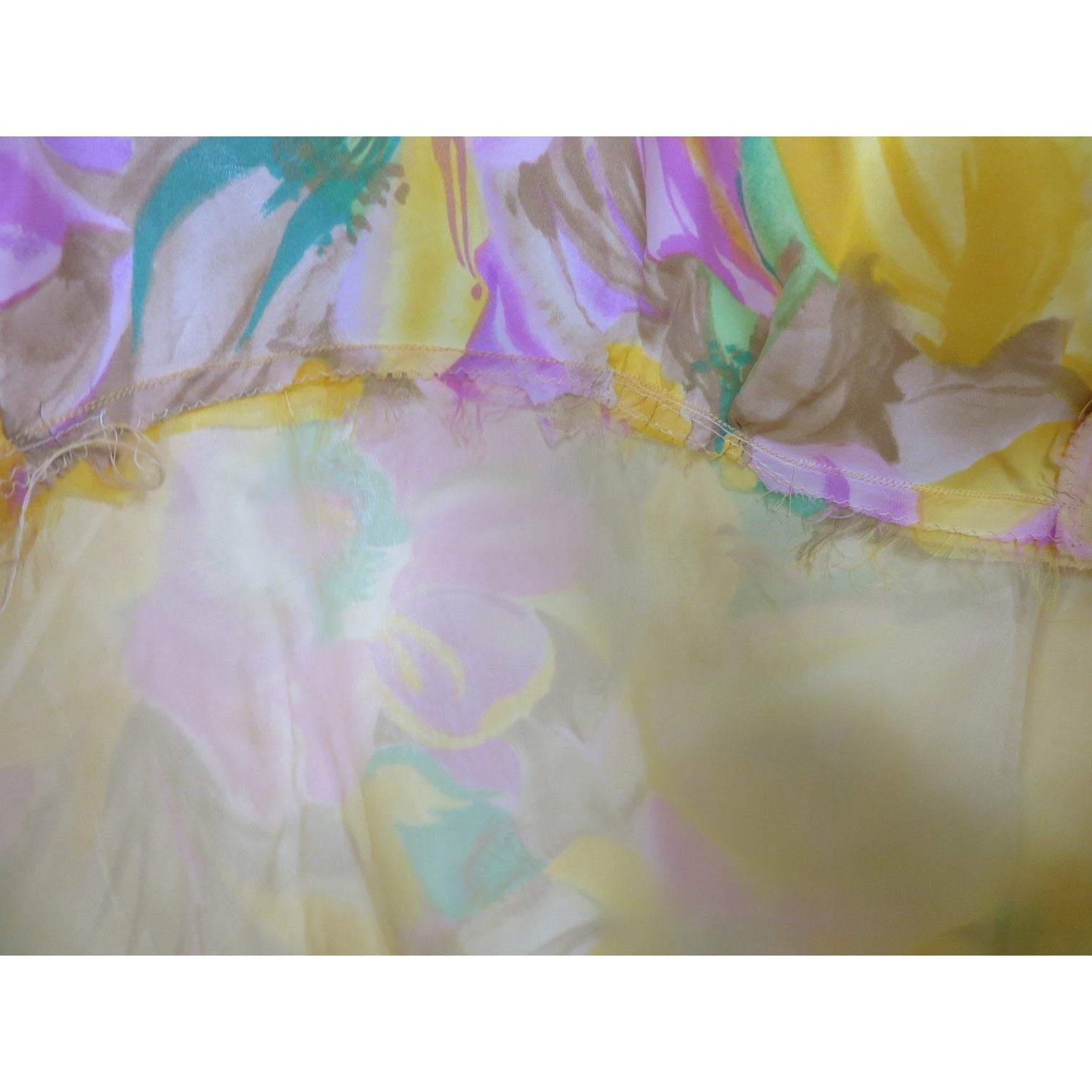 Vintage Floral Boho Maxi Dress Empire Waster Ruffled Sleeve Spring Yellow Pink