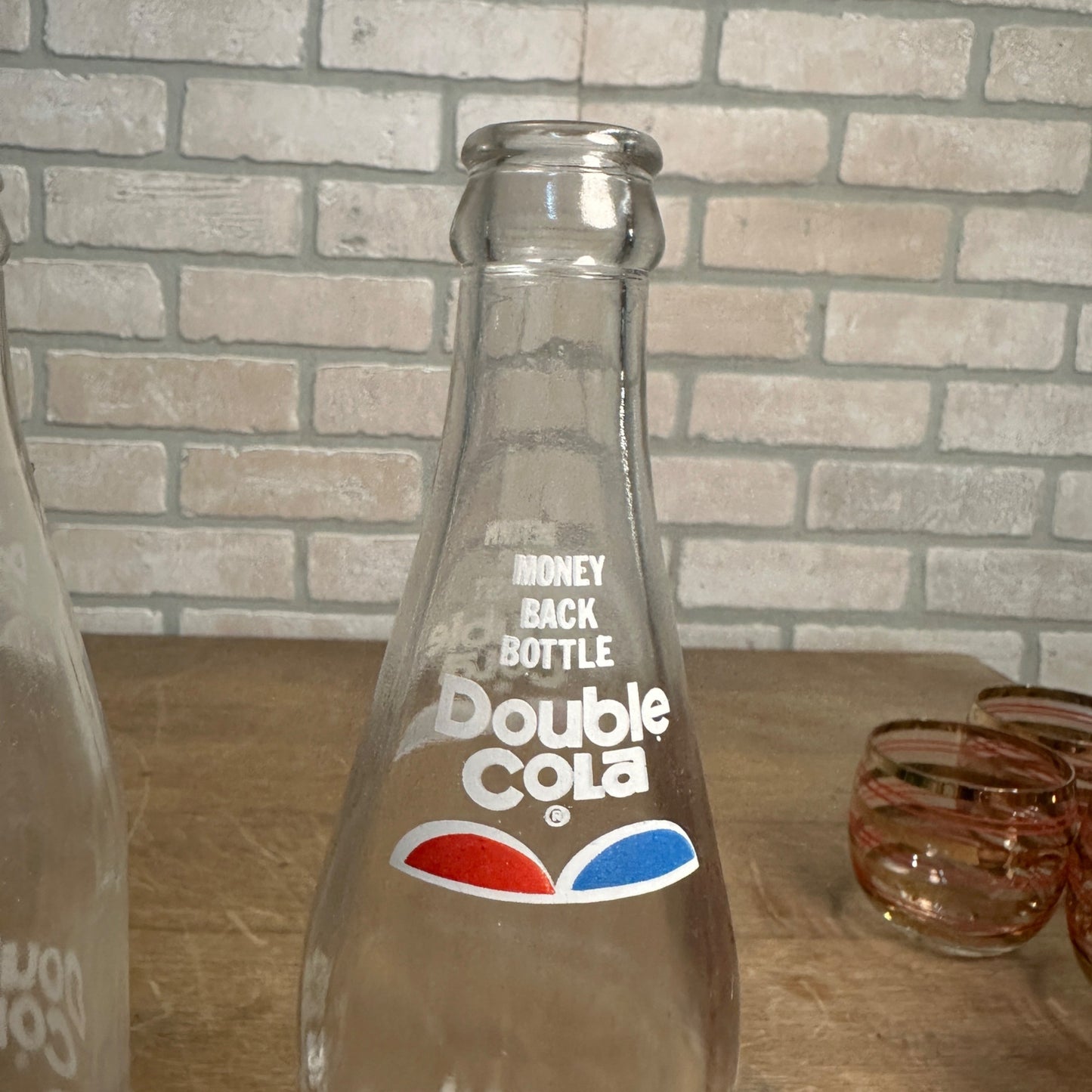 Vintage 1970s Double Cola 16oz 1 Pint ACL Glass Soda Bottle