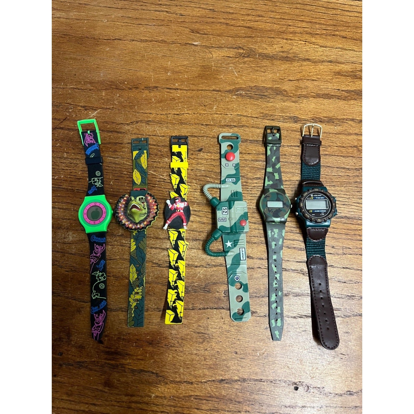 Vintage 1990s Child's Toy Watches US Army Power Rangers Jurassic Park