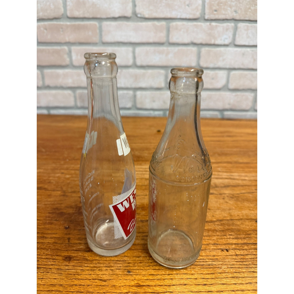 Vintage Lot of 2 West Bend Beverages Wisconsin Soda Bottles ACl & Embossed