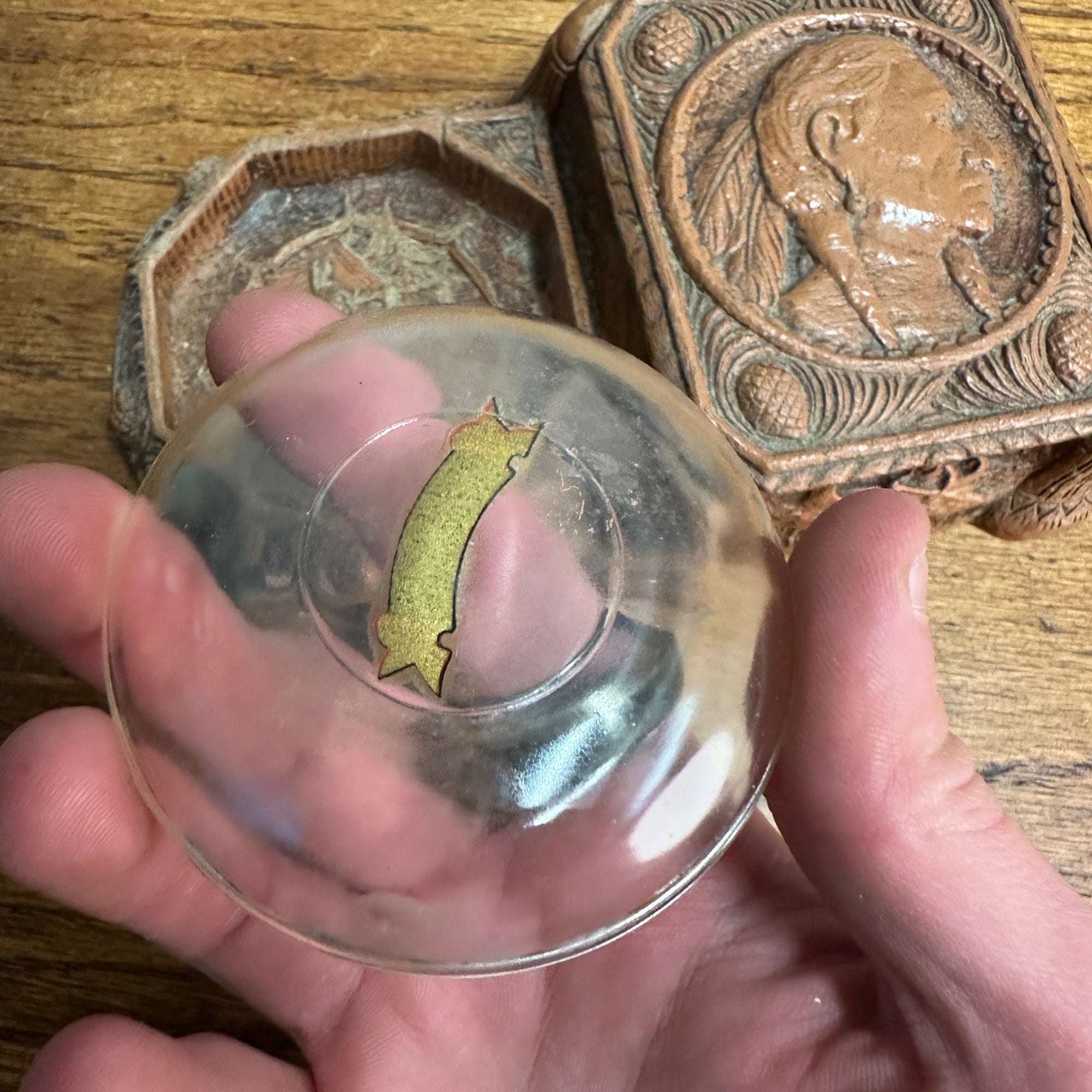 Syroco Style Art Deco Box Cigarette Case Ashtray Native American Okoboji Iowa