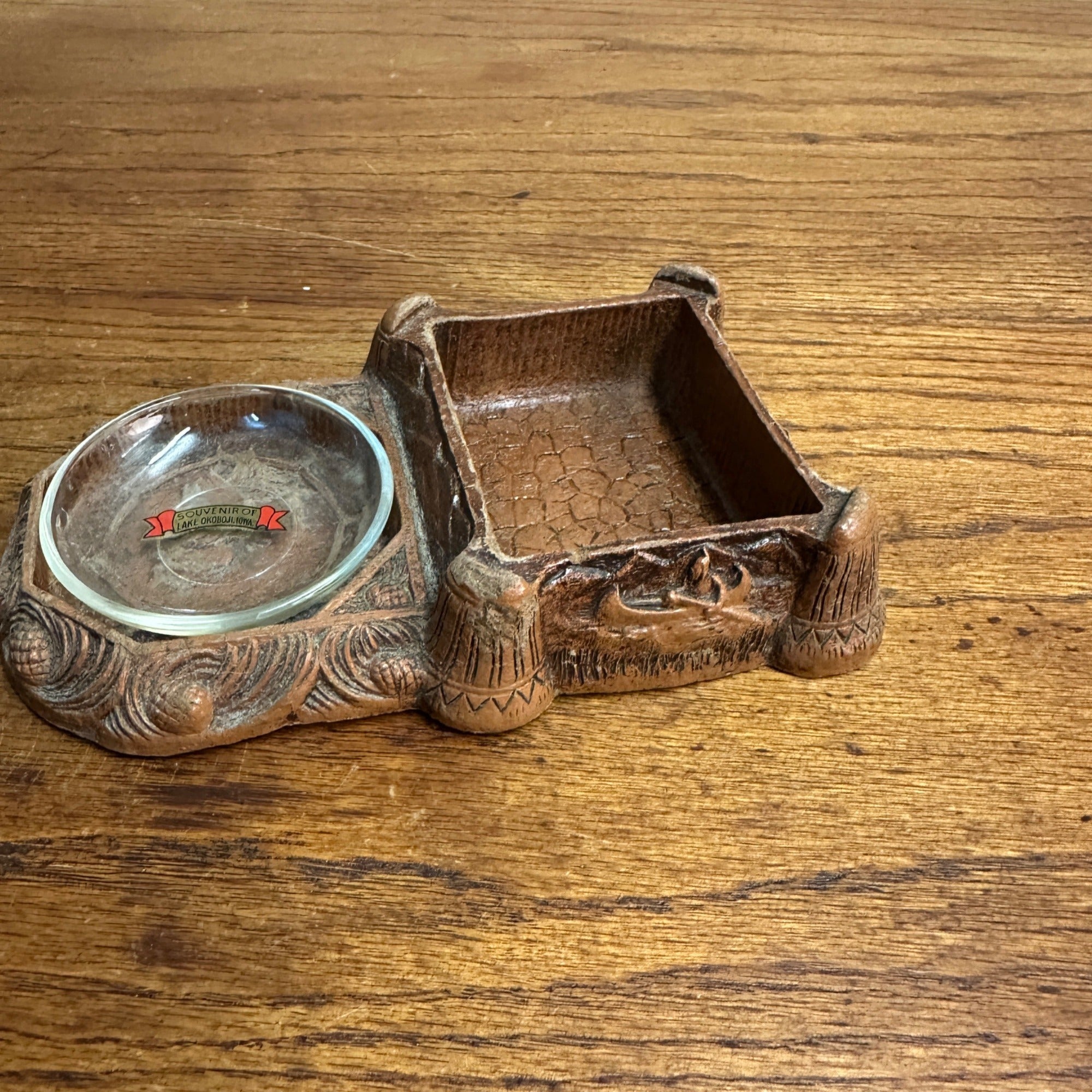 Syroco Style Art Deco Box Cigarette Case Ashtray Native American Okoboji Iowa