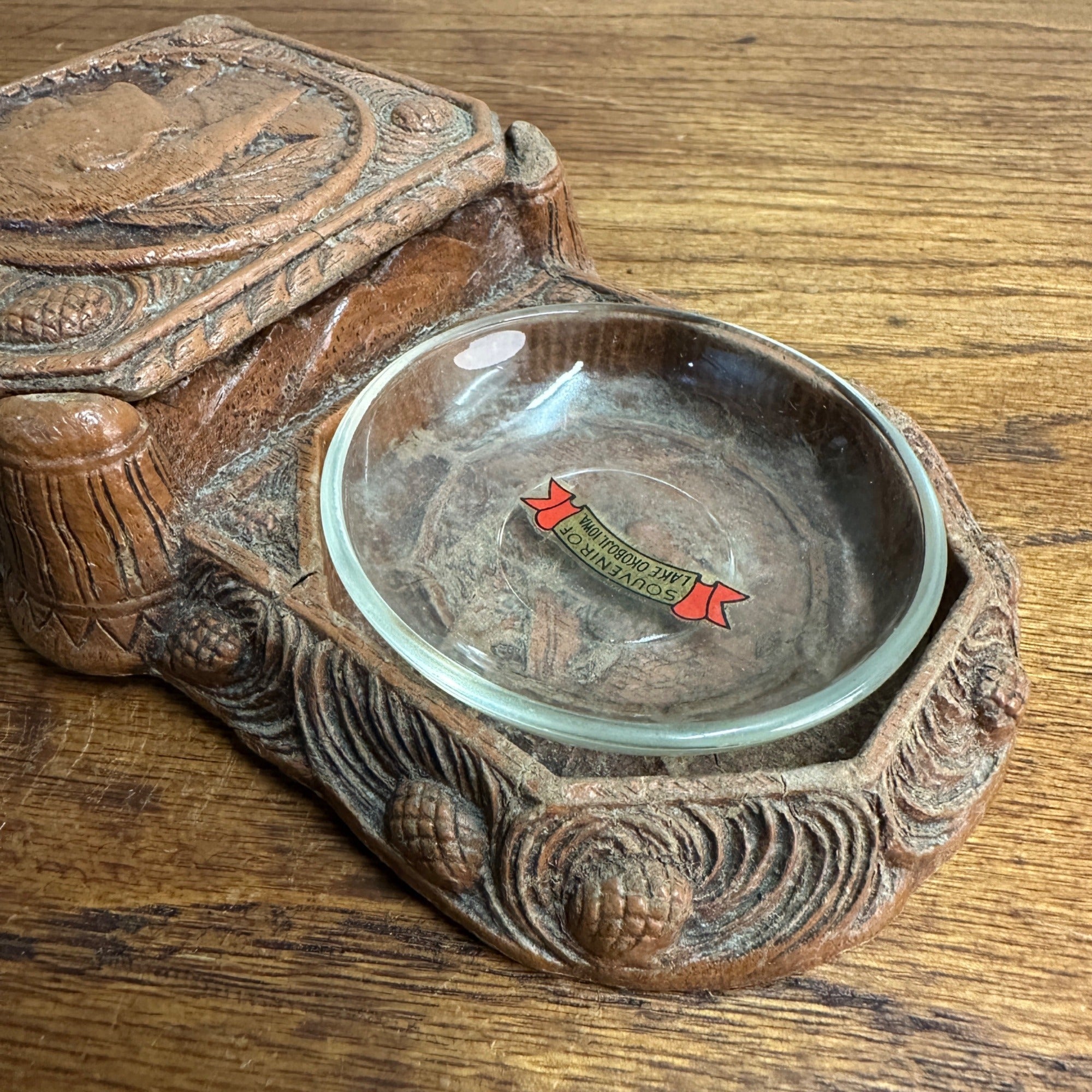 Syroco Style Art Deco Box Cigarette Case Ashtray Native American Okoboji Iowa