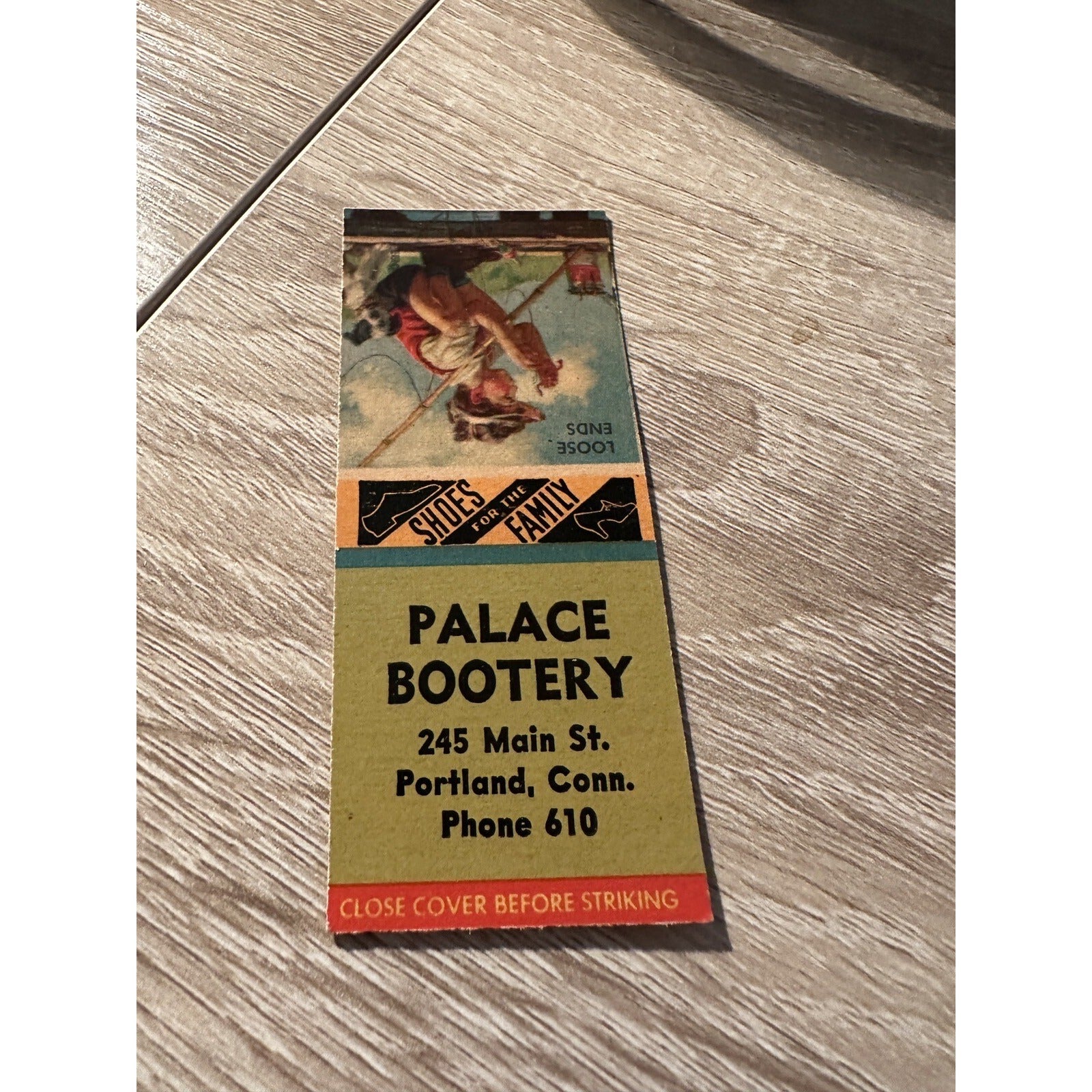 Vintage Palace Bootery Portland Conn Advertising Matchbook