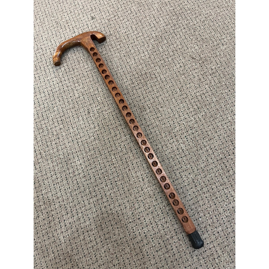 Vintage Wood Walking Cane Stick Unique for Medallions / Tokens Buttons 33.5"