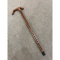 Vintage Wood Walking Cane Stick Unique for Medallions / Tokens Buttons 33.5"