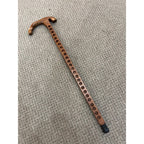Vintage Wood Walking Cane Stick Unique for Medallions / Tokens Buttons 33.5"