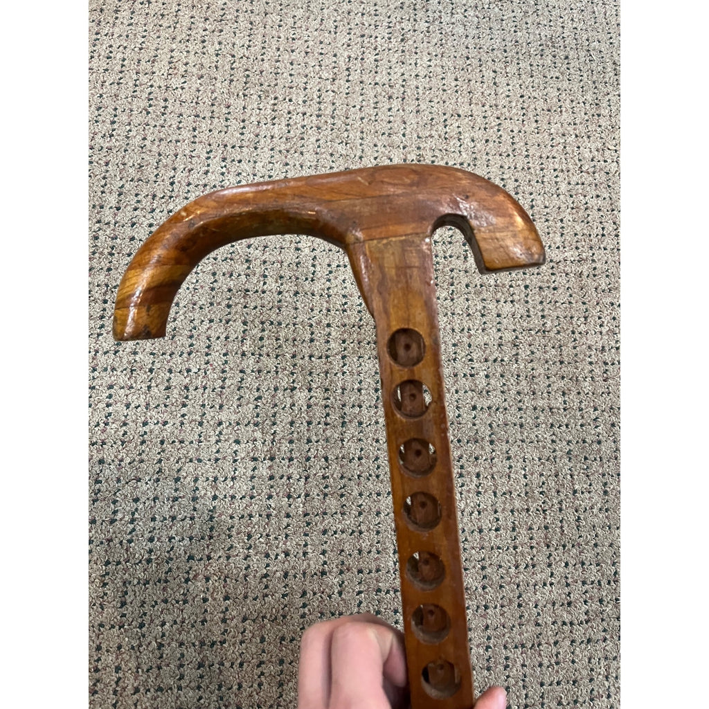 Vintage Wood Walking Cane Stick Unique for Medallions / Tokens Buttons 33.5"