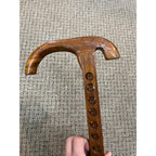 Vintage Wood Walking Cane Stick Unique for Medallions / Tokens Buttons 33.5"