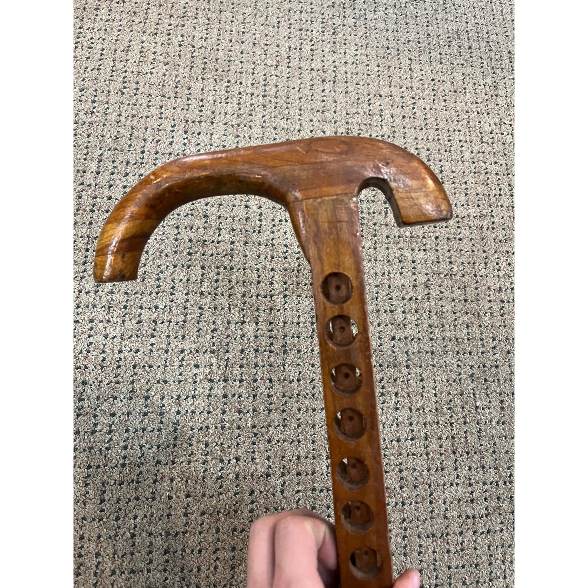 Vintage Wood Walking Cane Stick Unique for Medallions / Tokens Buttons 33.5"