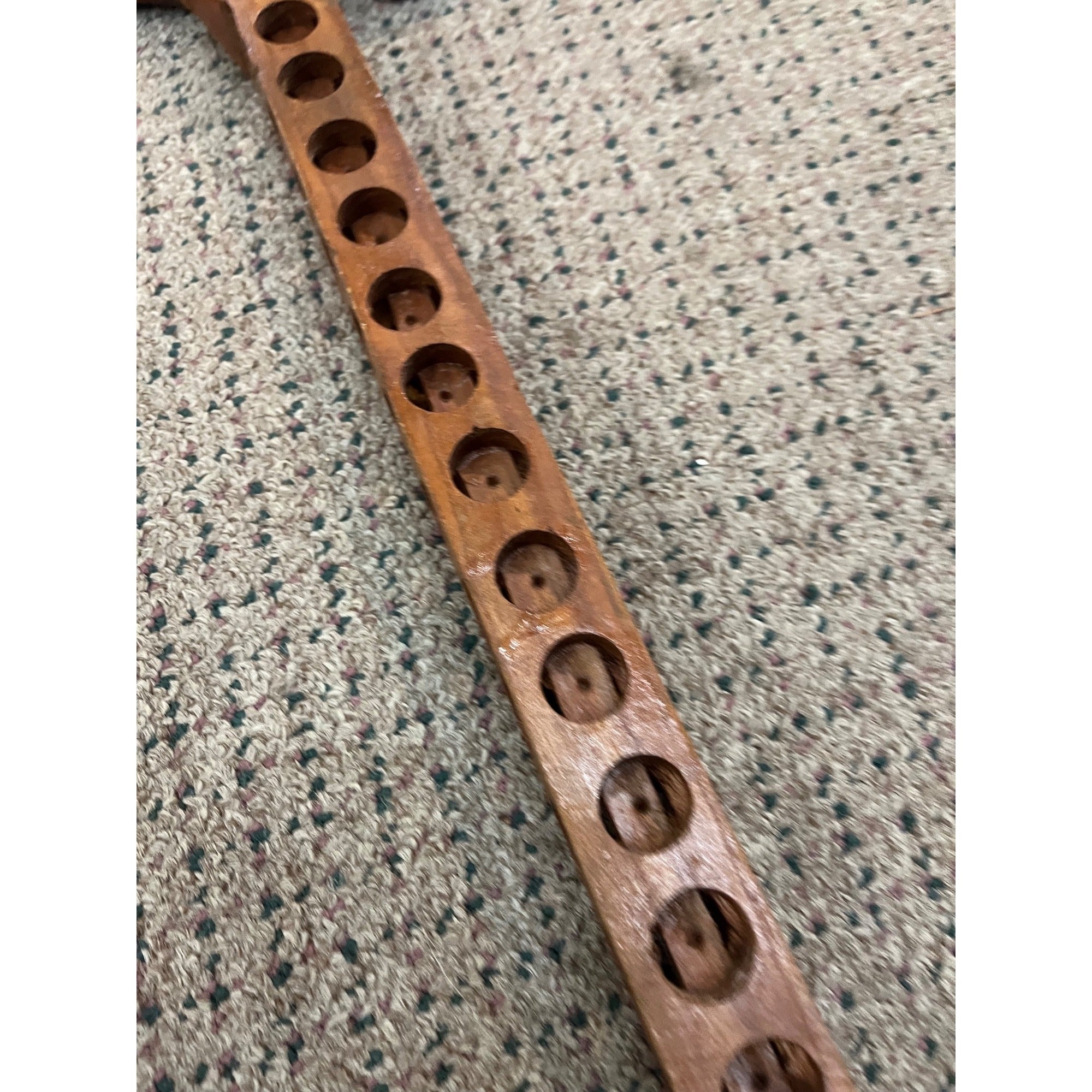Vintage Wood Walking Cane Stick Unique for Medallions / Tokens Buttons 33.5"