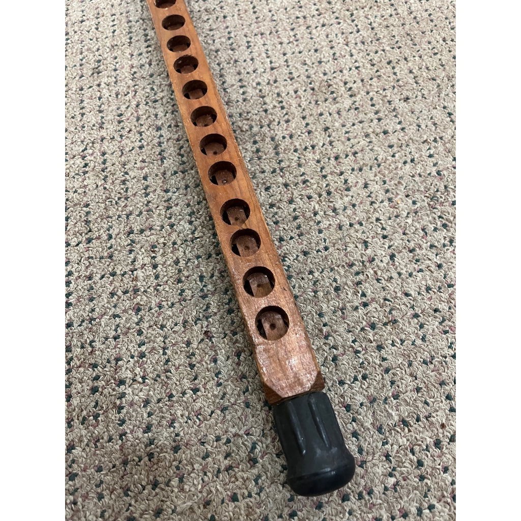 Vintage Wood Walking Cane Stick Unique for Medallions / Tokens Buttons 33.5"